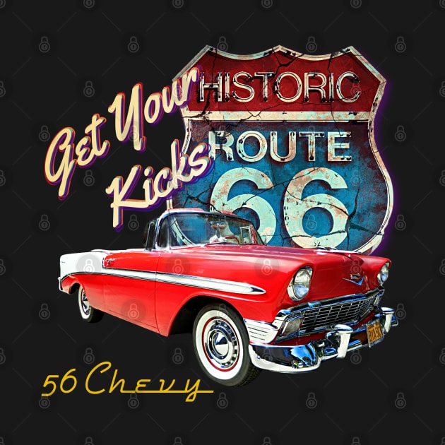 56 Chevy Classic Hot rod American vintage Muscle Route 66 by AGED Limited