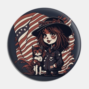 Patriotic Cat Mother Pin