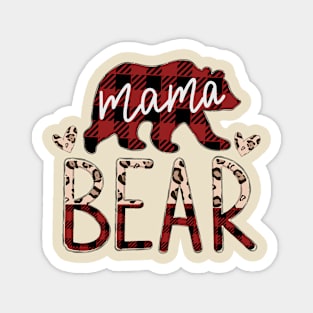 Mama Bear Buffalo Plaid Design Magnet