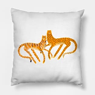 Lounging Leopard and Tiger print Pillow