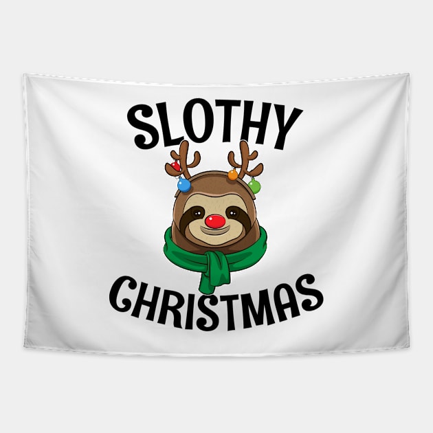 Gift For Sloth Lovers Slothy Christmas Tapestry by teeleoshirts