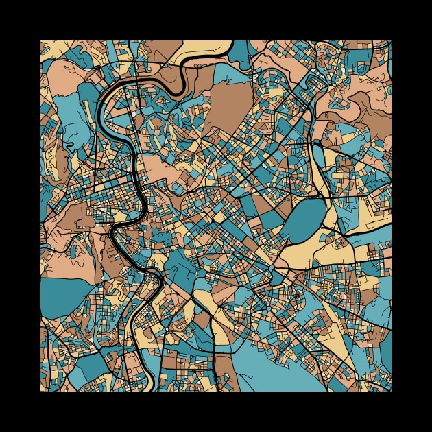 Rome Map Pattern in Mid Century Pastel by PatternMaps