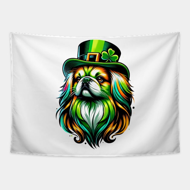 Pekingese Dog Celebrates Saint Patrick's Day Cheer Tapestry by ArtRUs