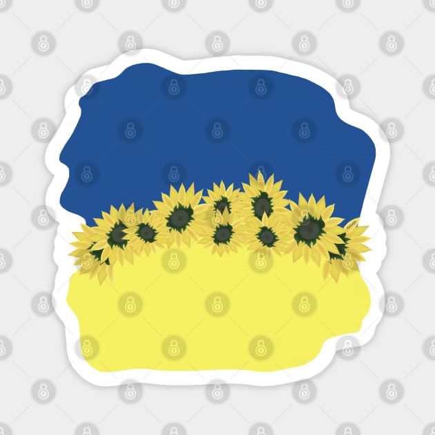 Flag of Ukraine with sunflowers Magnet by KateQR