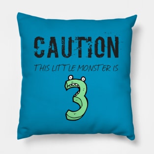 3 Year Old Birthday Monster Gift Pillow