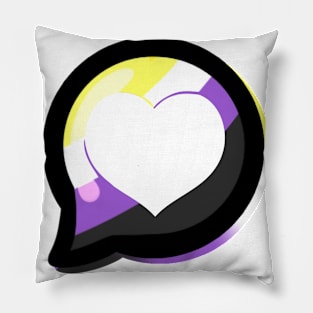 LGBTQ+ Pride Heart Speech Bubble - Nonbinary Pillow