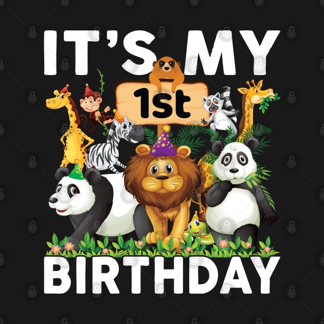 Its My 1st Birthday Shirt Safari Zoo Animals Lover Birthday Party by Sowrav