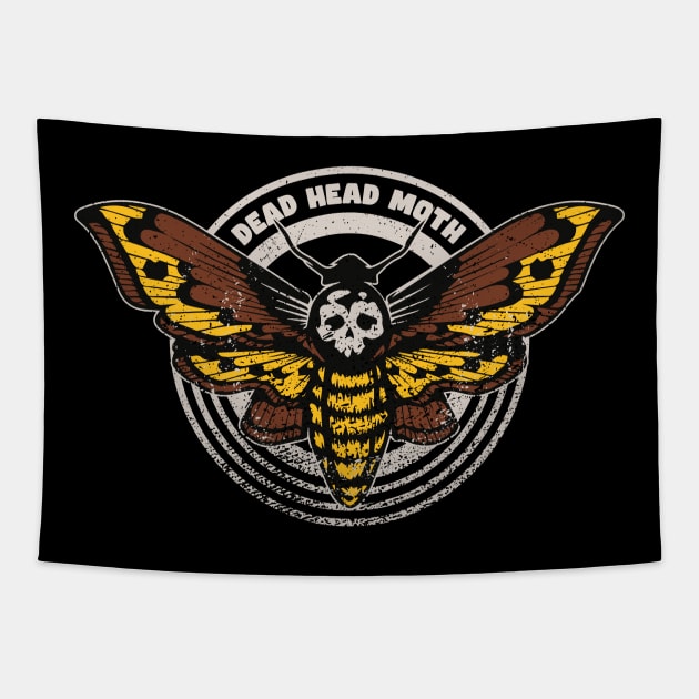 Death's Head Moth - Horror - Distressed Vintage Design Tapestry by redwane