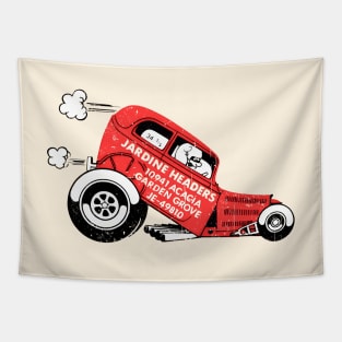 Jardine Headers Dragster - distressed burnout print Tapestry