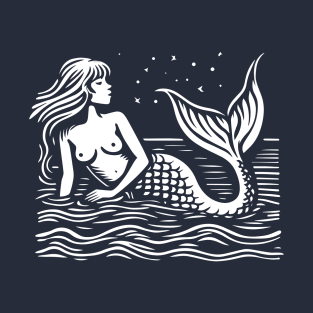 Linocut Mermaid T-Shirt