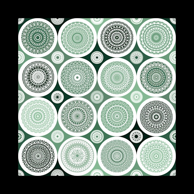 repeating pattern with boho style circles, dark green color by Artpassion