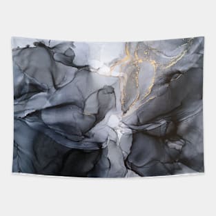 Calm but Dramatic Light Monochromatic Black & Grey Abstract Tapestry