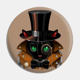 Steampunk Cat vintage retro surreal portrait Pin