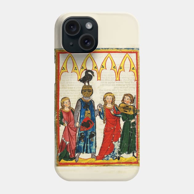 KNIGHT OF SWAN DANCING WITH BEAUTIFUL LADIES ,FIDDLE MUSIC ,MEDIEVAL MINIATURE WITH WILD ROSES Phone Case by BulganLumini