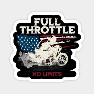 Full Throttle No Limits Motorcycle Drag Racing USA American Flag Magnet