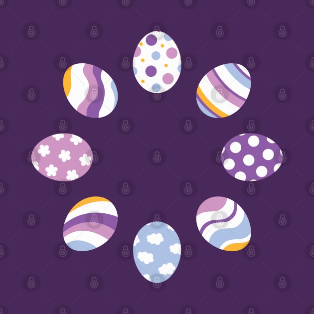 Eggs | Purple Orange | Stripes | Dots | Clouds | Dark Purple by Wintre2