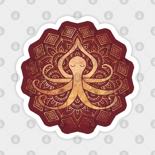 Golden Zen Octopus Meditating Magnet by Jitterfly