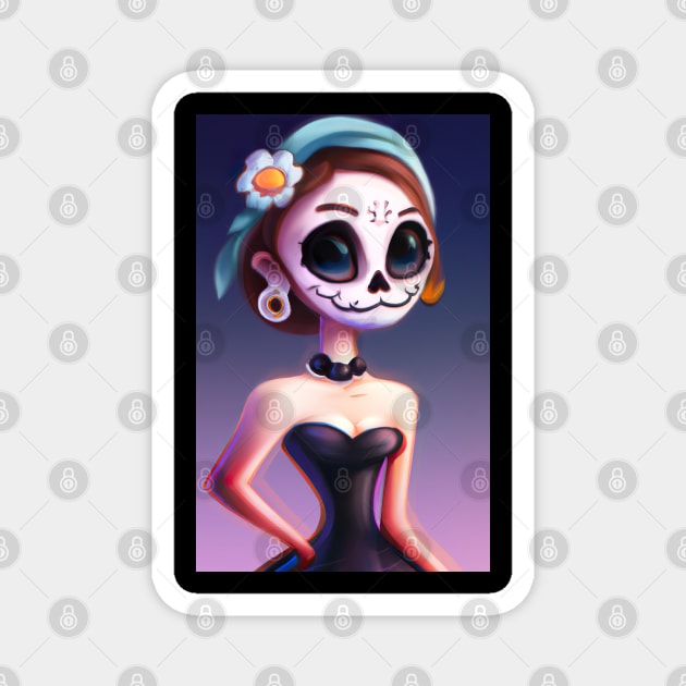 classy sugar skull girl Magnet by KeeRodDesigner1