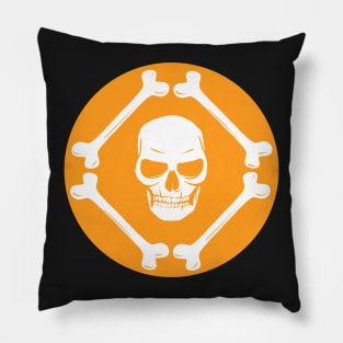 Skull and bones pattern pumpkin orange & white Pillow