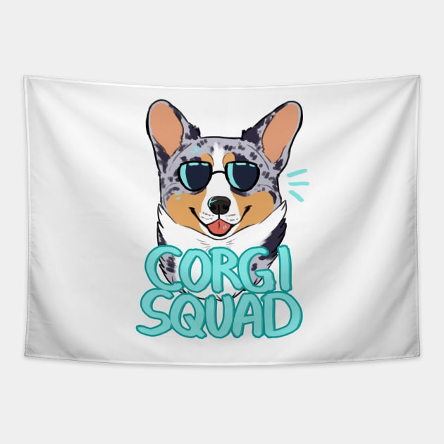 CORGI SQUAD (merle tri) Tapestry by mexicanine