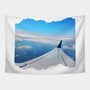 Plane window view Photography design with blue sky and ocean sea nature lovers Tapestry