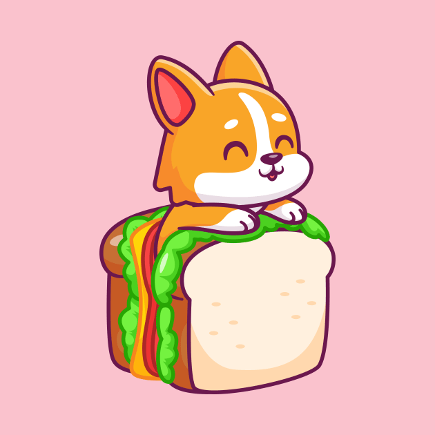 Cute Corgi Dog In Sandwich Cartoon by Catalyst Labs