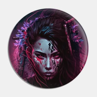 Female Cyberpunk Samurai Pin