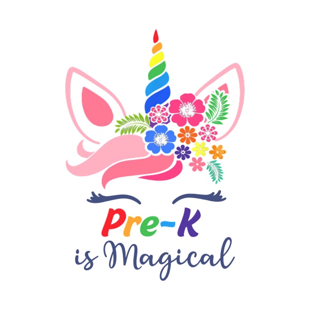 Unicorn Face Pre-K Is Magical T shirt Back To School by Fowlerbg