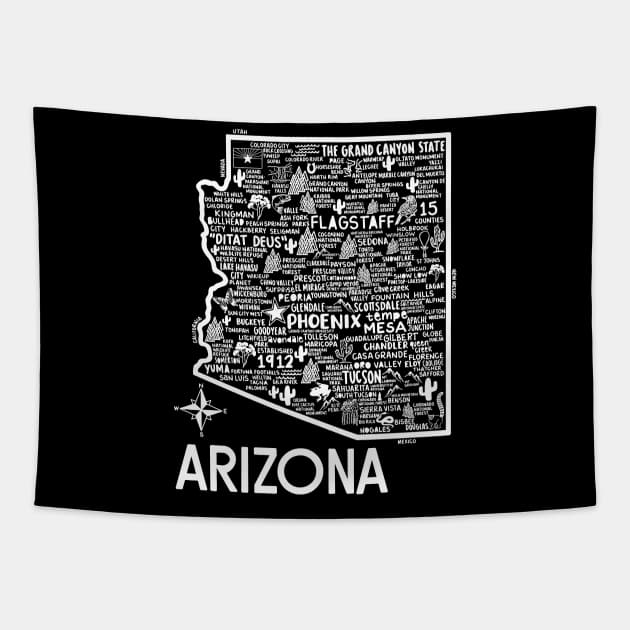 Arizona Map Tapestry by Whereabouts Shop