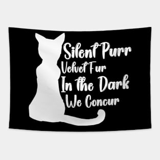 Silent Purr, Velvet Fur: In the Dark, We Concur Tapestry