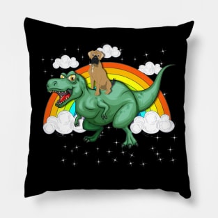 T Rex Dinosaur Riding Boxer Dog Pillow