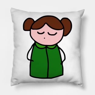 Girl in a Green Dress - Cute Character Pillow