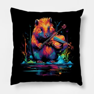 Beaver Playing Violin Pillow