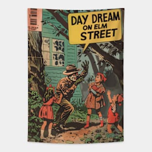 Daydream on Elm Street - A Funny Vintage Horror Movie Parody Tapestry