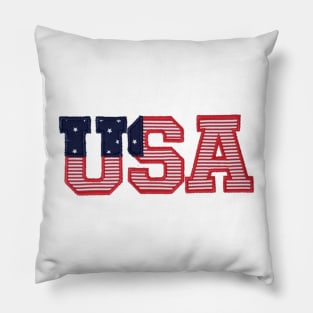 USA Embroidered Font Pillow