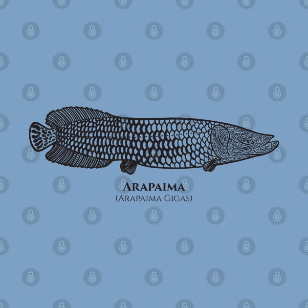 Arapaima with Common and Scientific Names - detailed fish design by Green Paladin