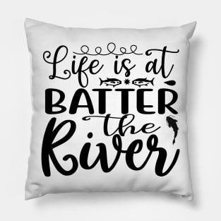 Wishing I Was Fishing - Less Talk More Fishing - Gift For Fishing Lovers, Fisherman - Black And White Simple Font Pillow