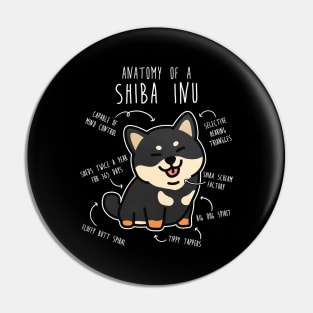 Black and Tan Shiba Inu Dog Anatomy Pin