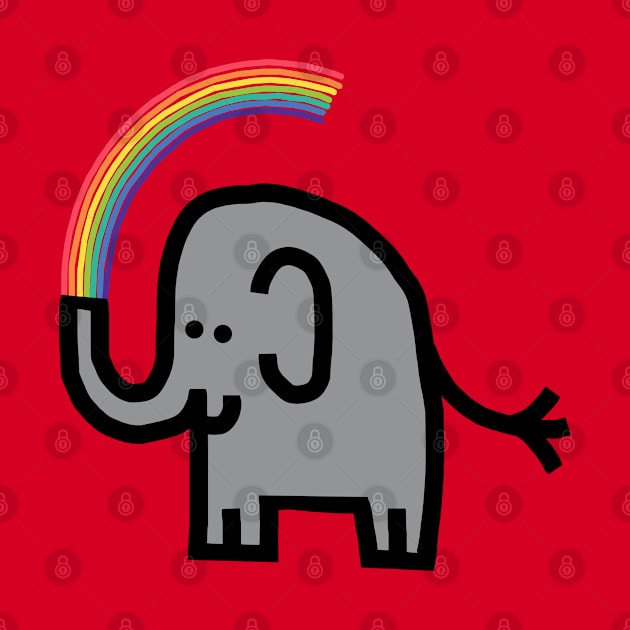 Cute Animals Elephant Spits Rainbow by ellenhenryart