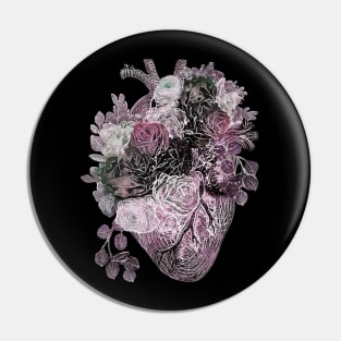 Human heart with pink and white roses, purple color Pin