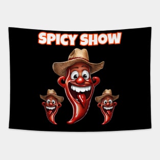 Spicy Show - funny chili peppers Tapestry