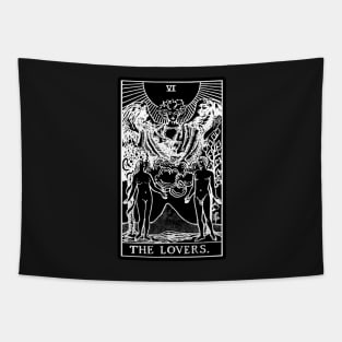 VI. The Lovers Tarot Card Black and white Tapestry