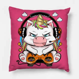 unicorn gamer, game addicts Pillow