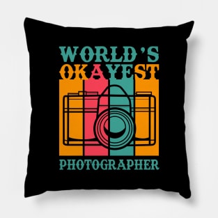 Vintage Photography Camera, Worlds Okayest Photographer Gift Pillow