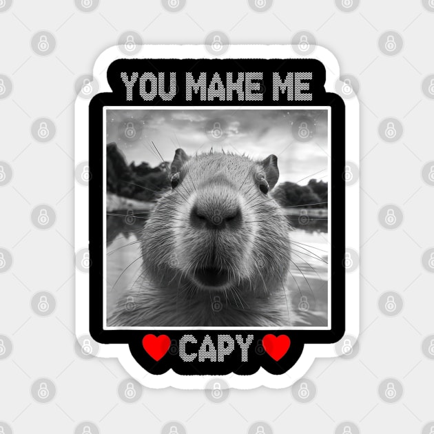 You Make Me Capy Happy valentine's day Capybara Magnet by Drawings Star