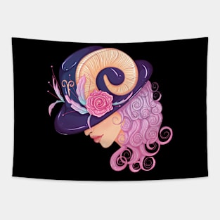 Pink minimalist woman Tapestry