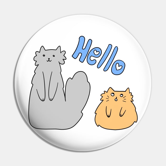 Hello Gray and Orange Cat Pin by saradaboru