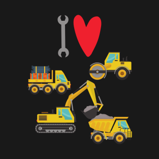 I love Construction excavator vehicles T-Shirt