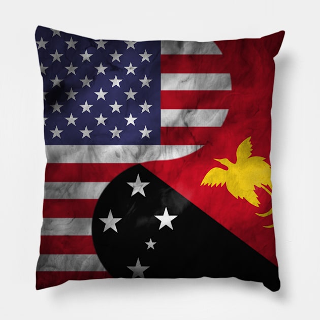 USA and Papua New Guinea Dual Flag Yin Yang Combination Pillow by Family Heritage Gifts