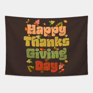 Happy Thanksgiving Day Text Tapestry